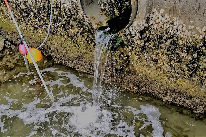 The project measured water quality at 6 outfalls under a range of weather and tidal conditions.