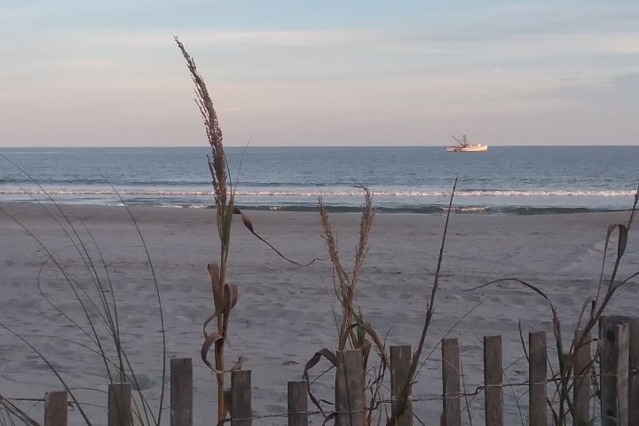A commercial trawler heads back to port after fishing for shrimp along the north coast of South Carolina. Photo credit: Robert Dunn.