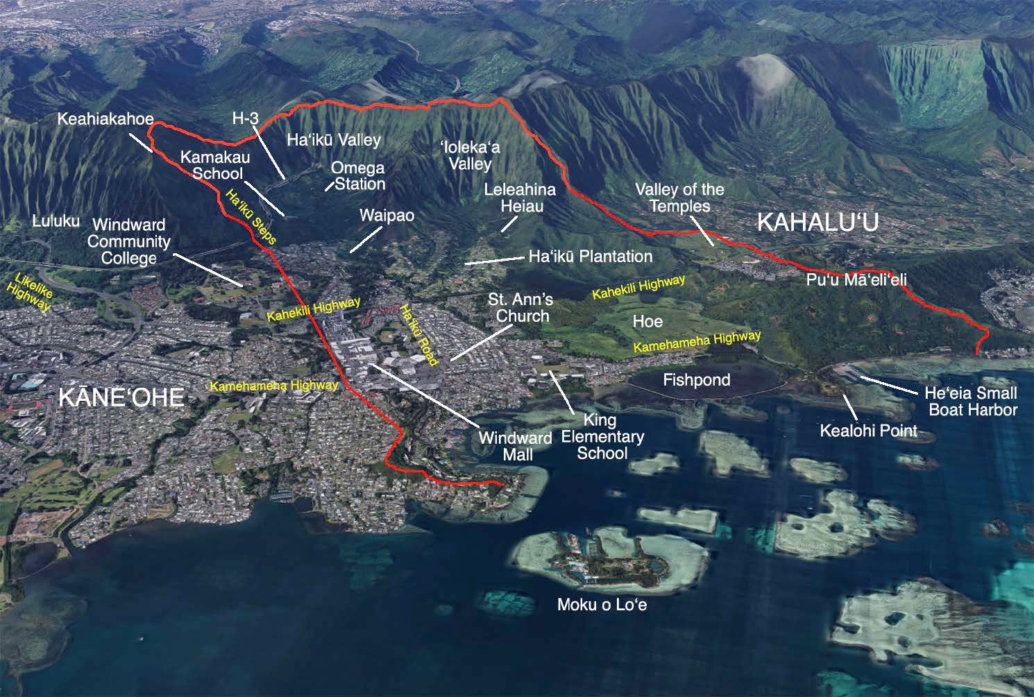 He'eia Ahupua'a aerial view