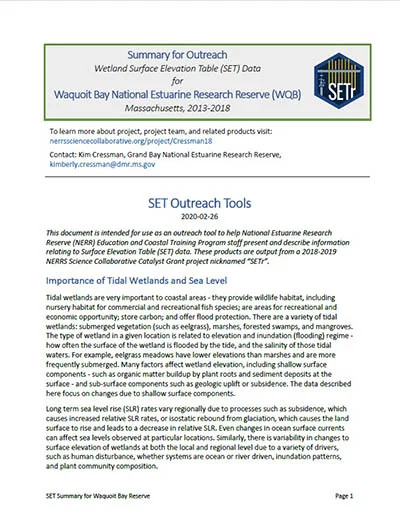 SETr Technical and Outreach Reports cover page